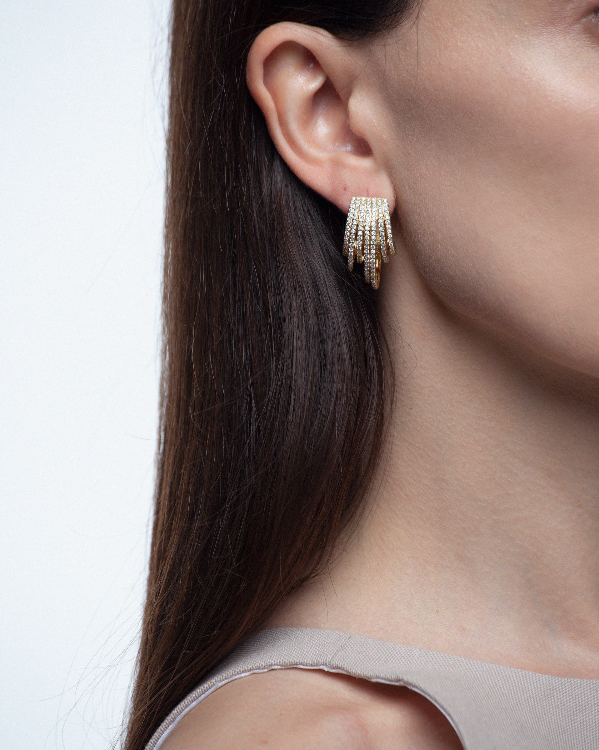 Retro All Pave Earrings in Gold