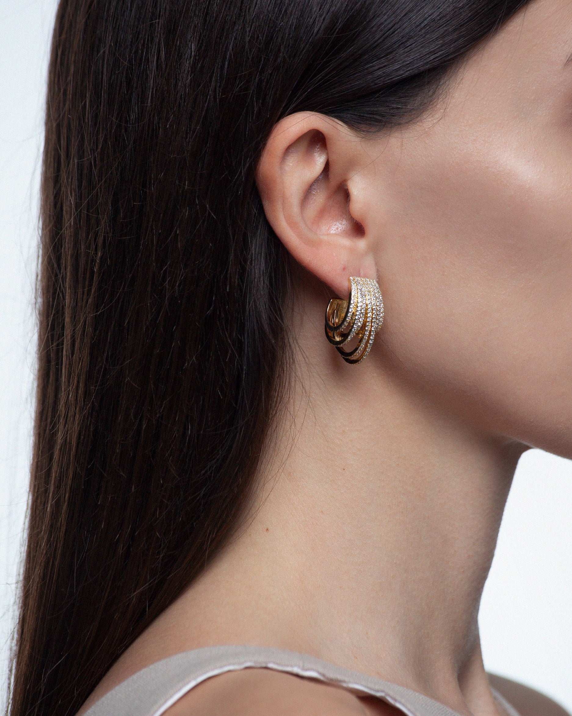 Retro All Pave Earrings in Gold
