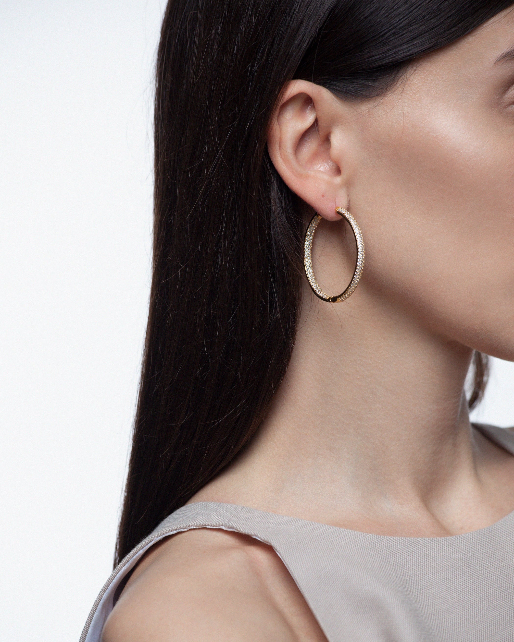 Tube Style Hoop Earrings in Yellow Gold