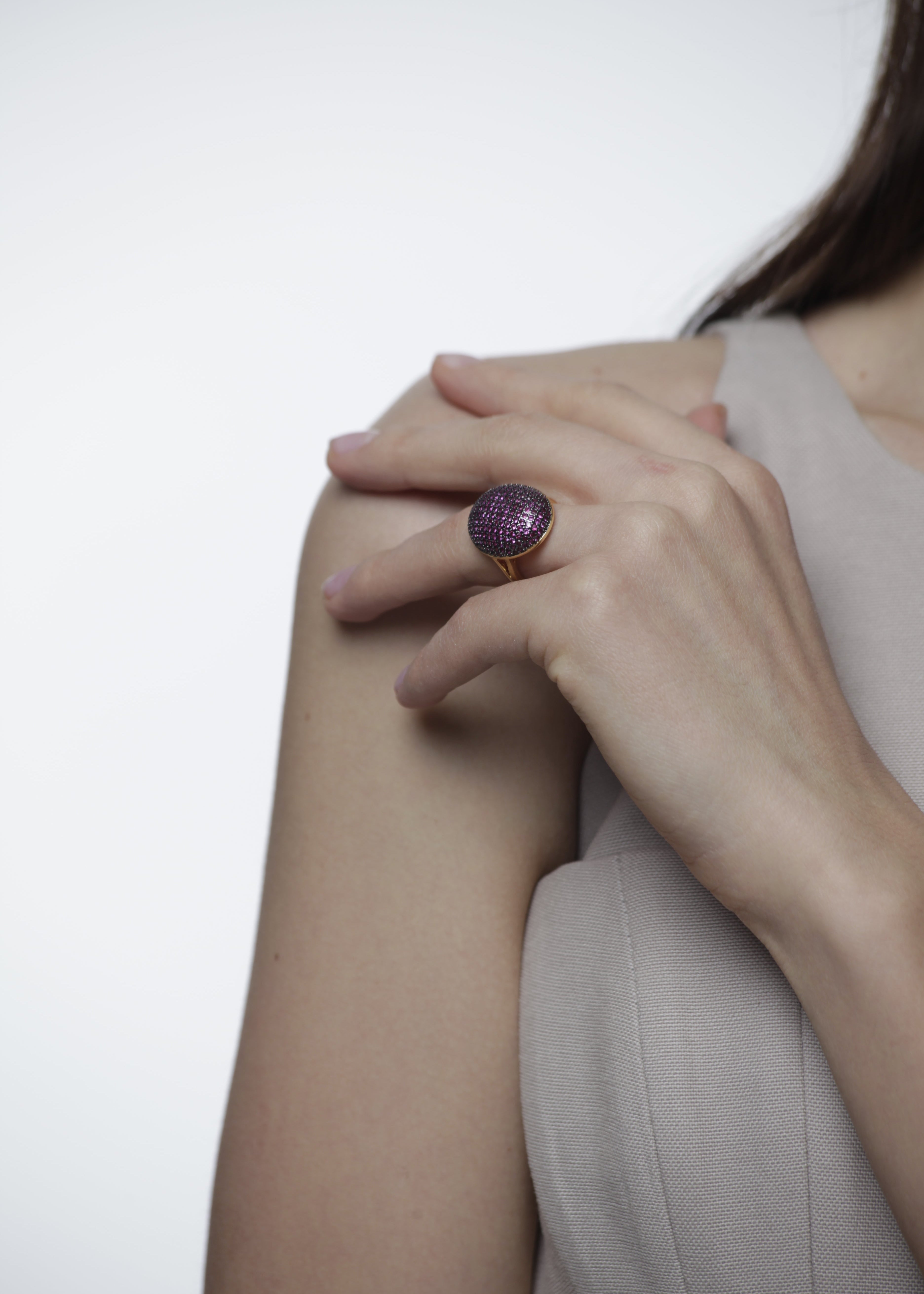 Statement Oval Shape Ring in Pink