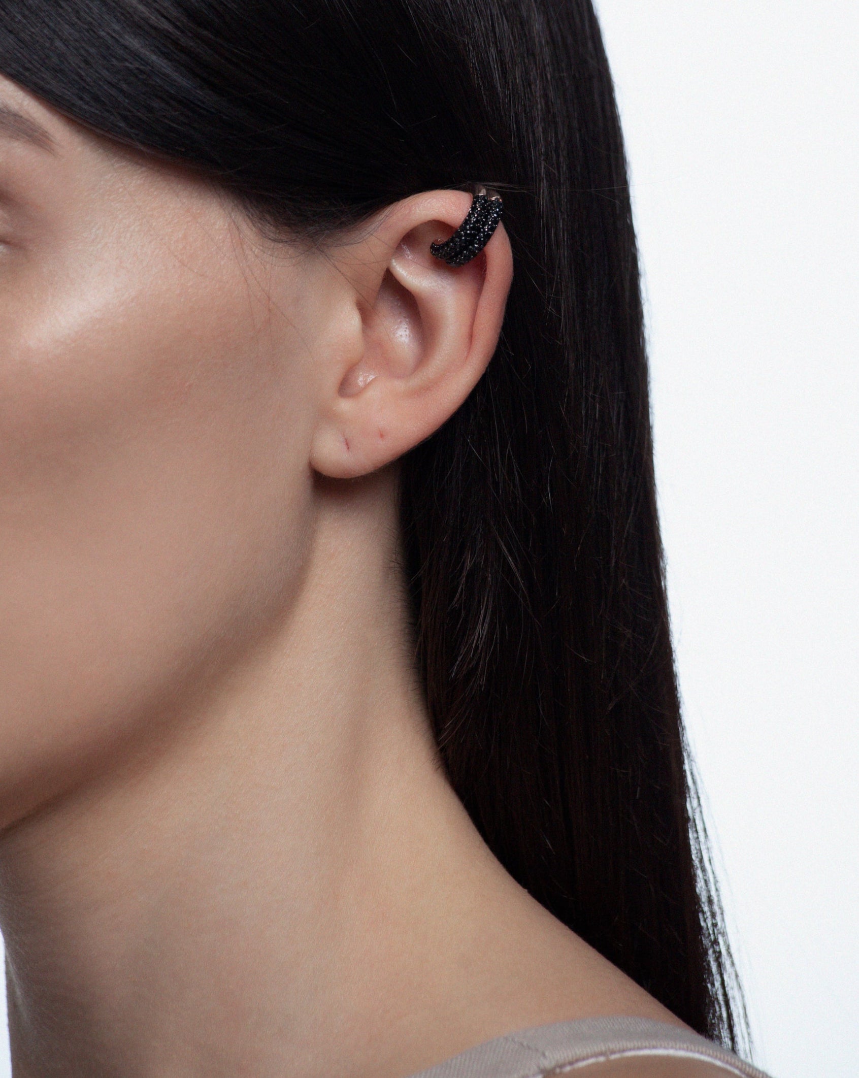 Rose Gold Ear Cuff in Black
