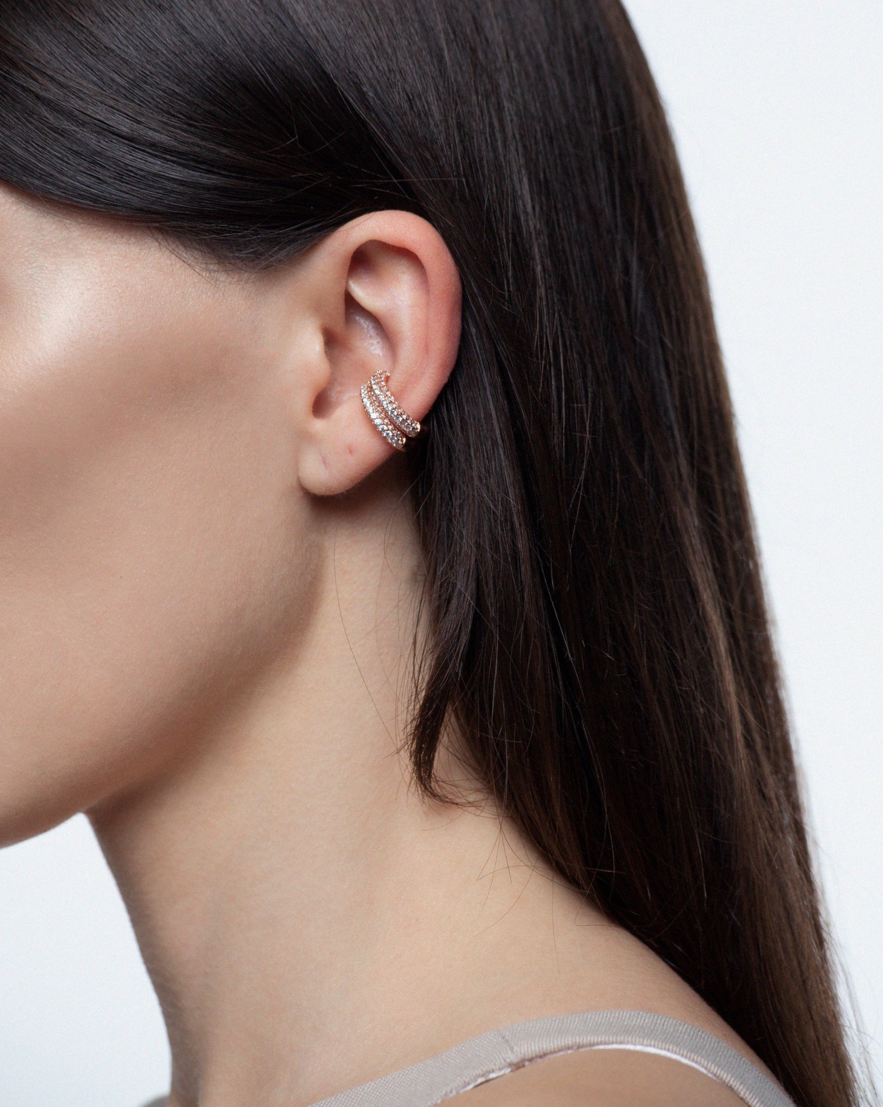 Rose Gold Ear Cuff in White