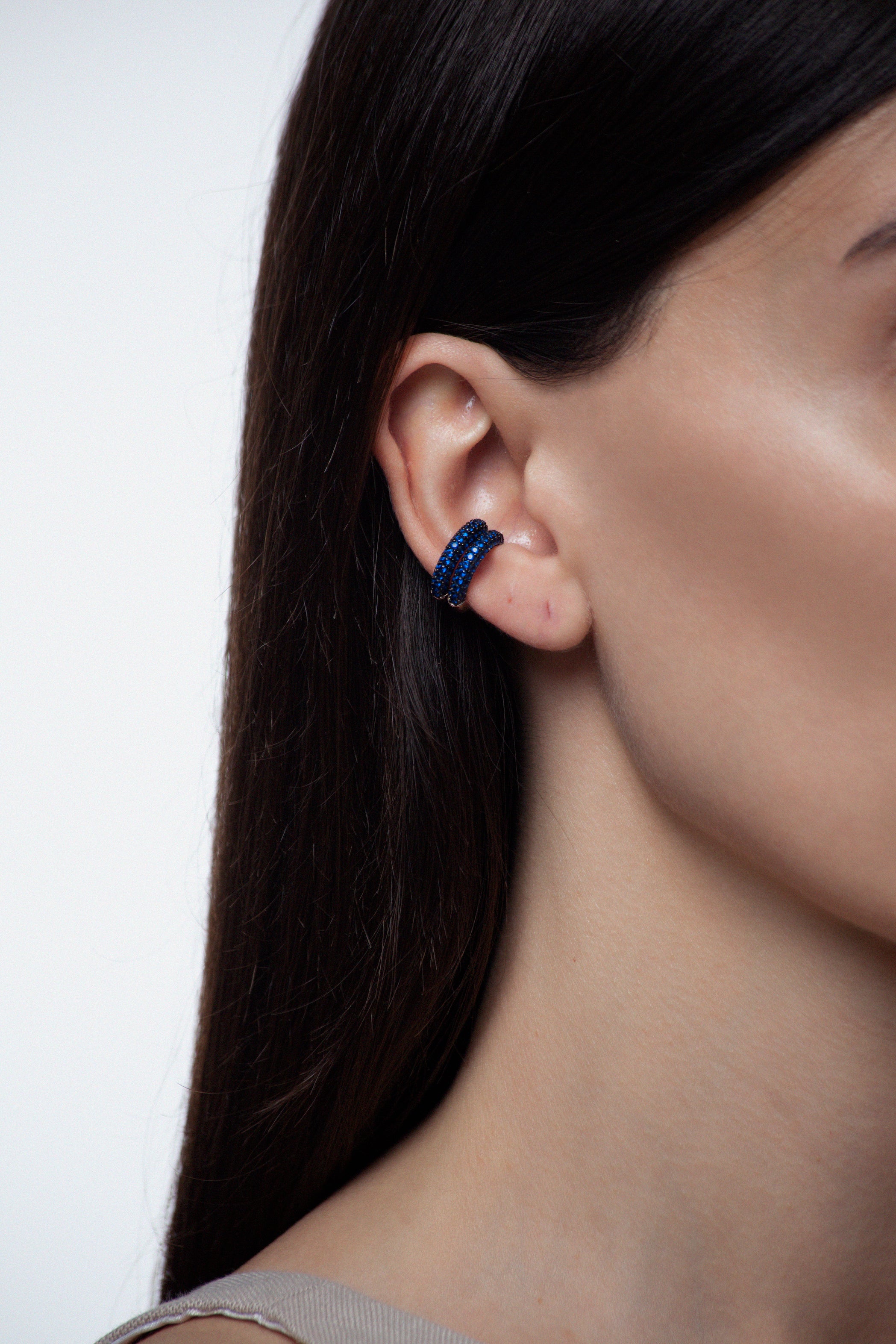 Rose Gold Ear Cuff in Blue