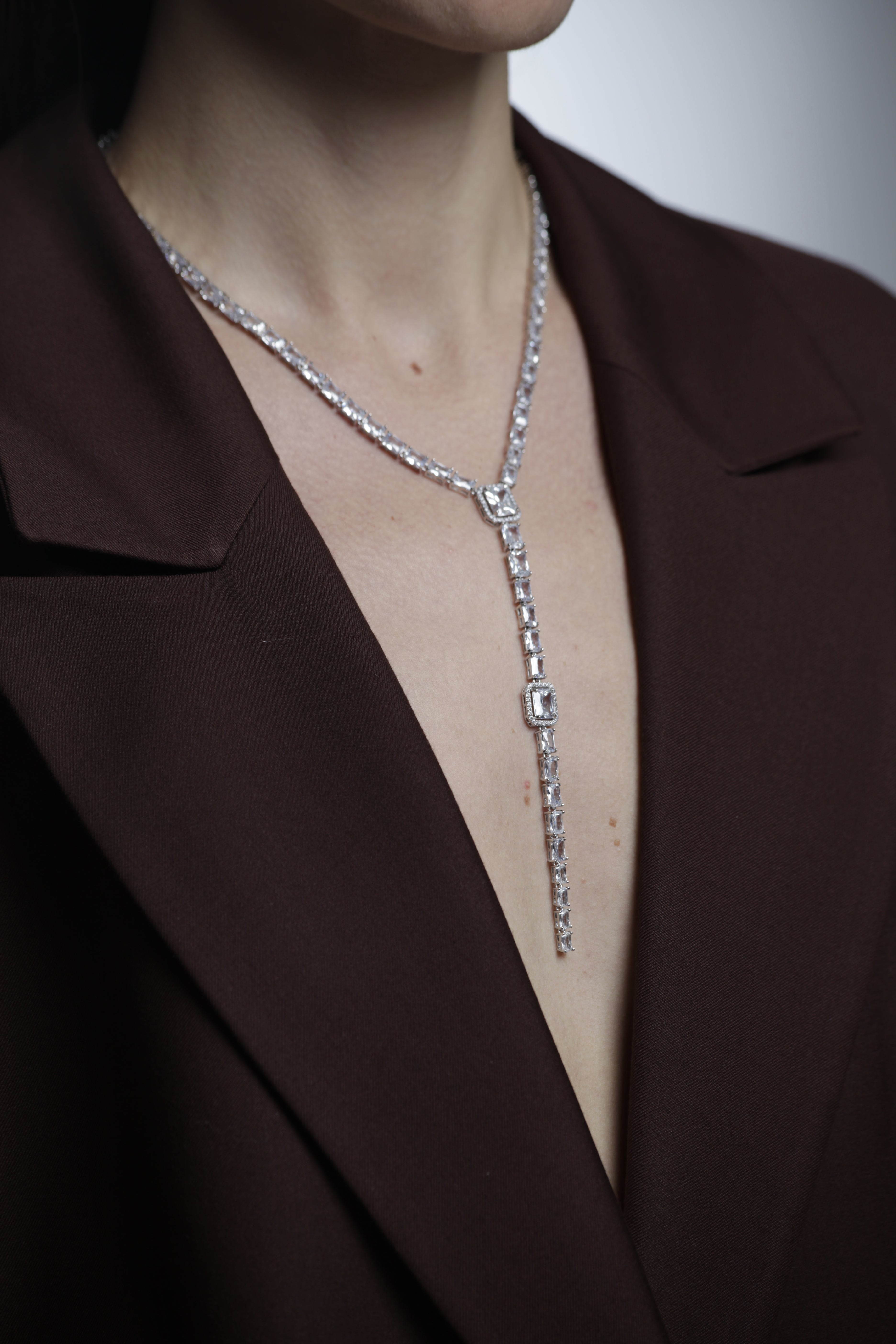 Platinum Plated Lariat Style Colier
