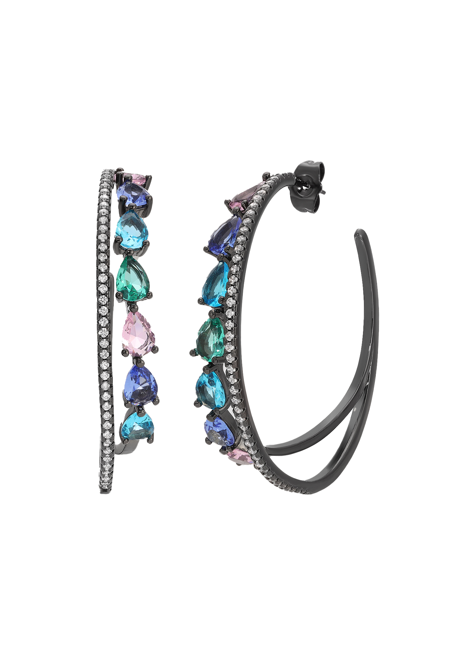 Pear Shape Multi-color Hoop Earrings