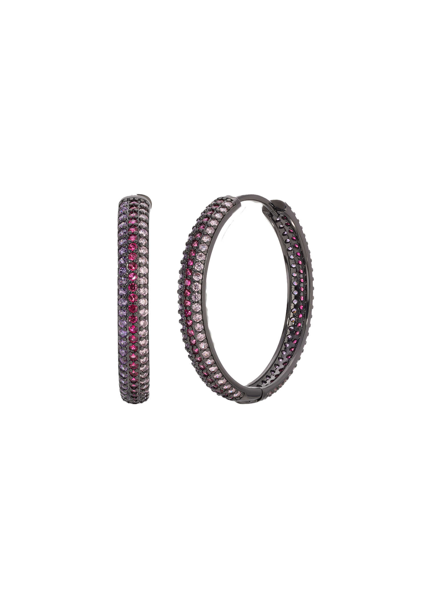 Round Statement Three Row hoop Earrings