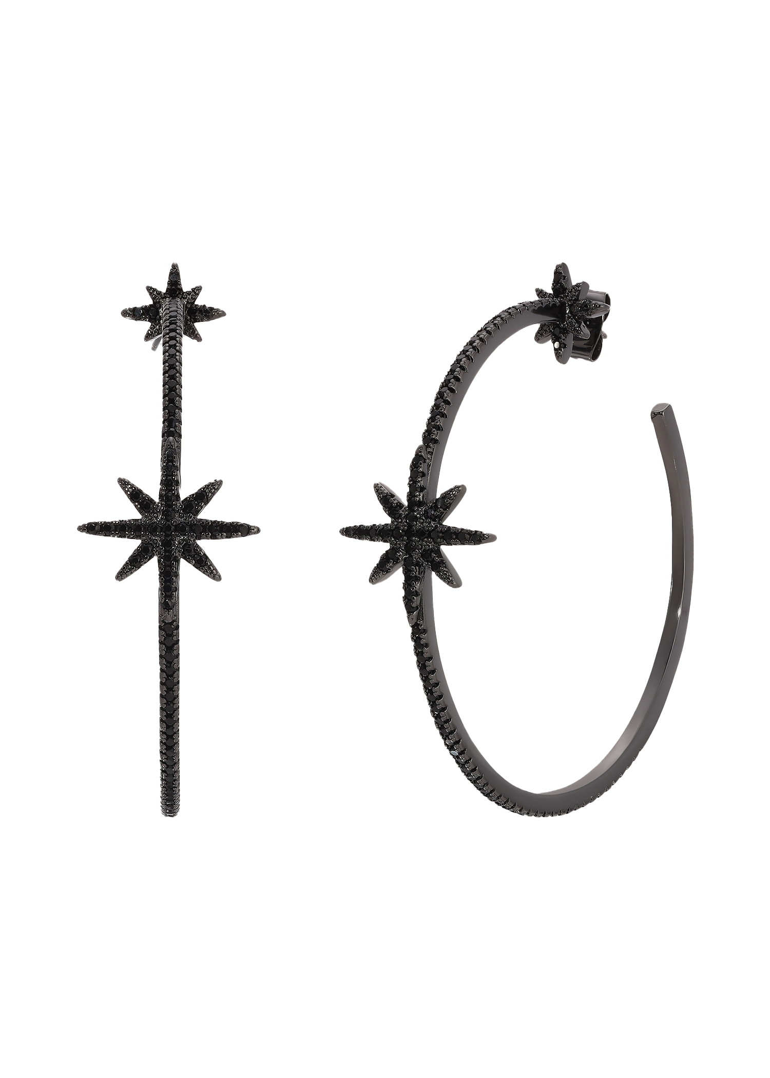Star Shape Hoop Earrings in Black