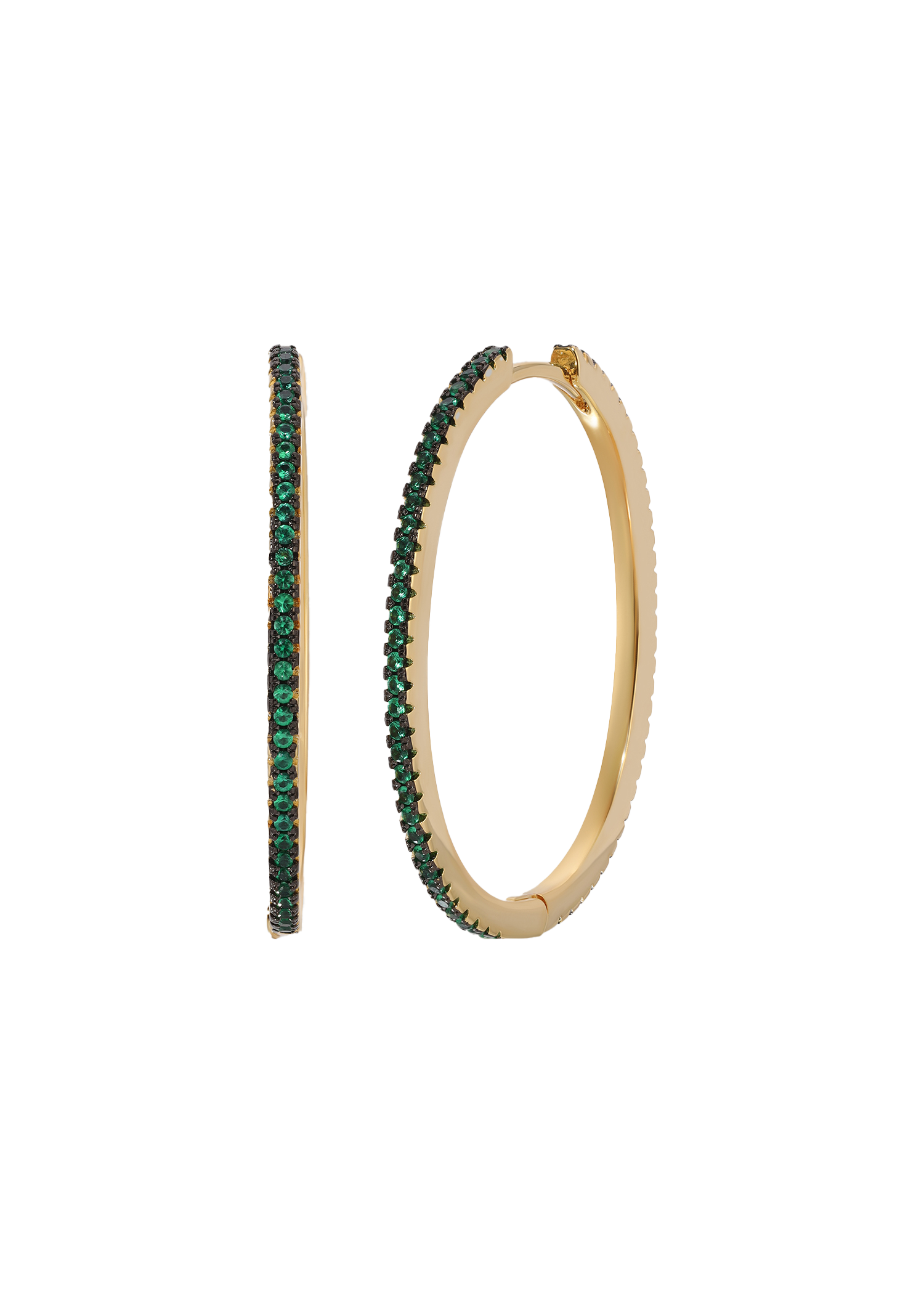 One-row Hoop Earrings in Green