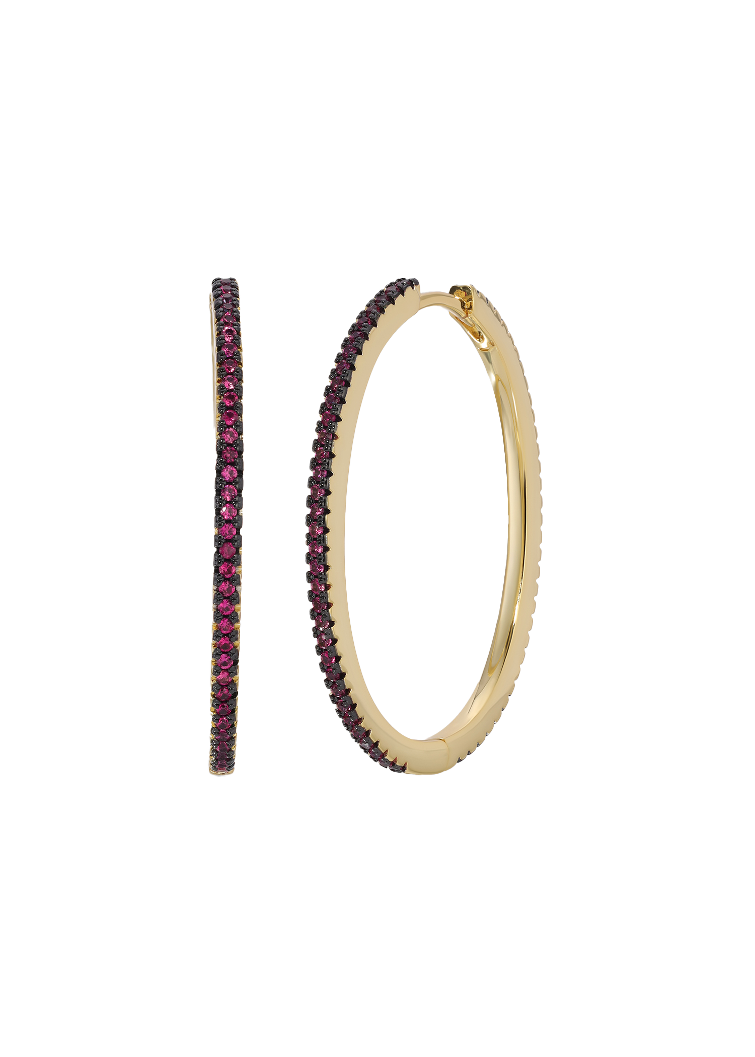 One-row Hoop Earrings in Pink