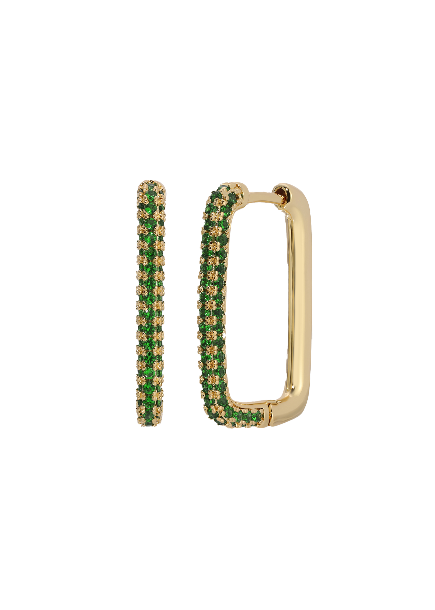 Square Huggie Earrings in Green