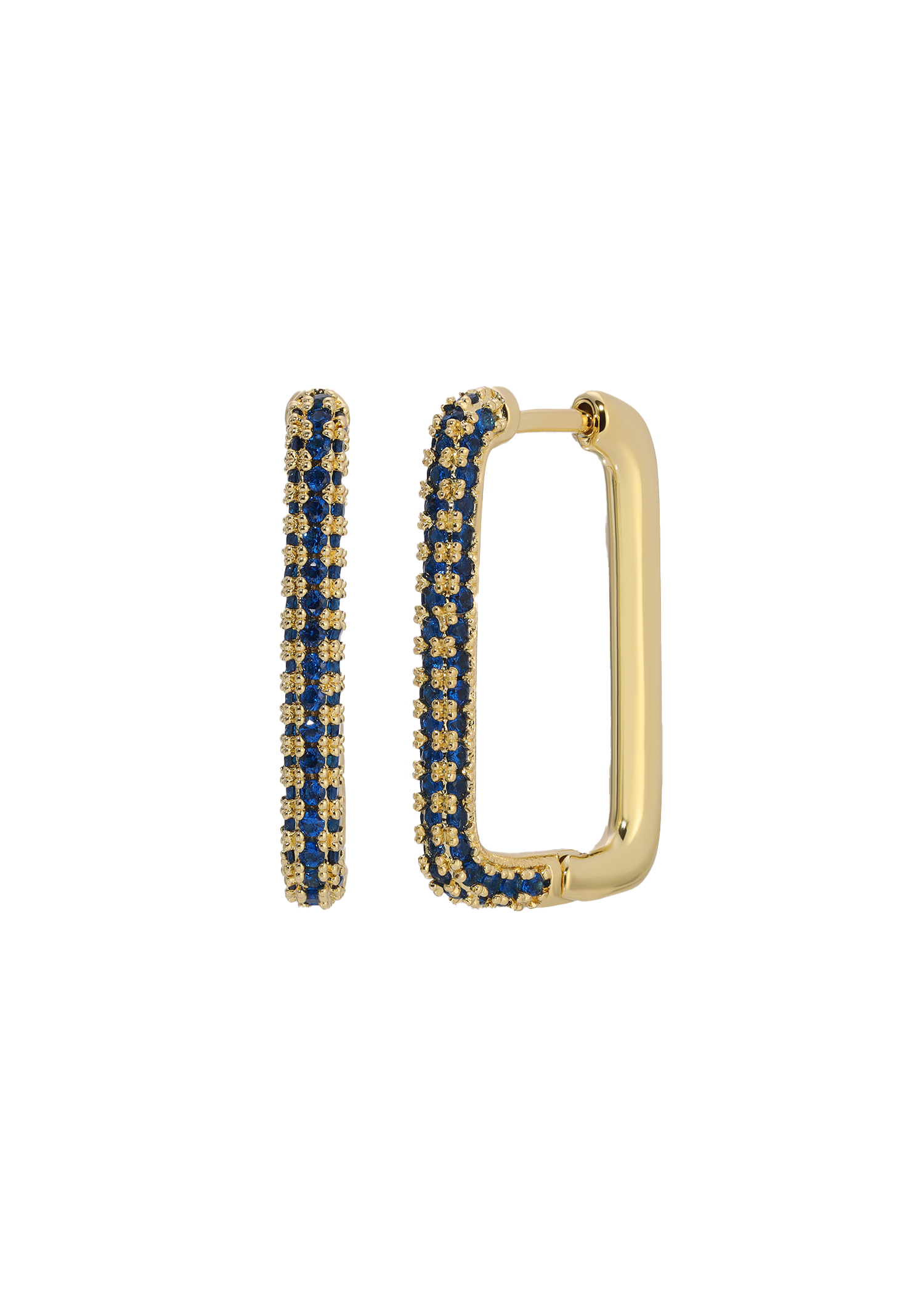 Square Huggie Earrings in Blue