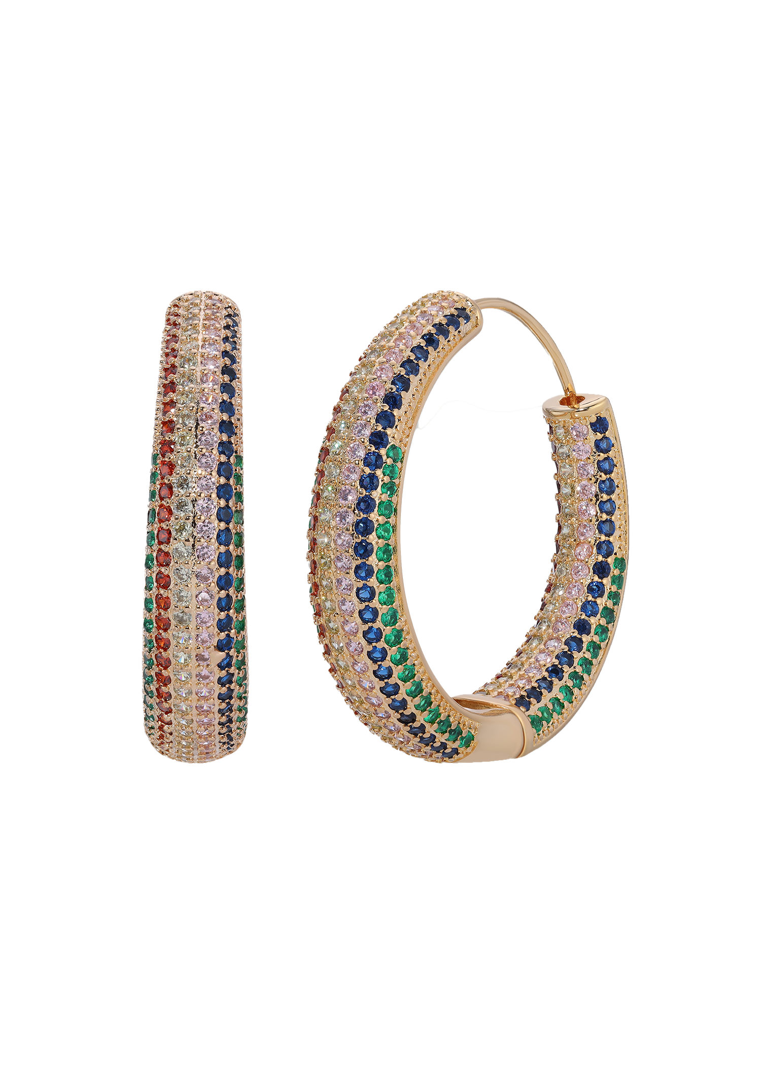 Multi-color Cluster Pave Hoop Earrings