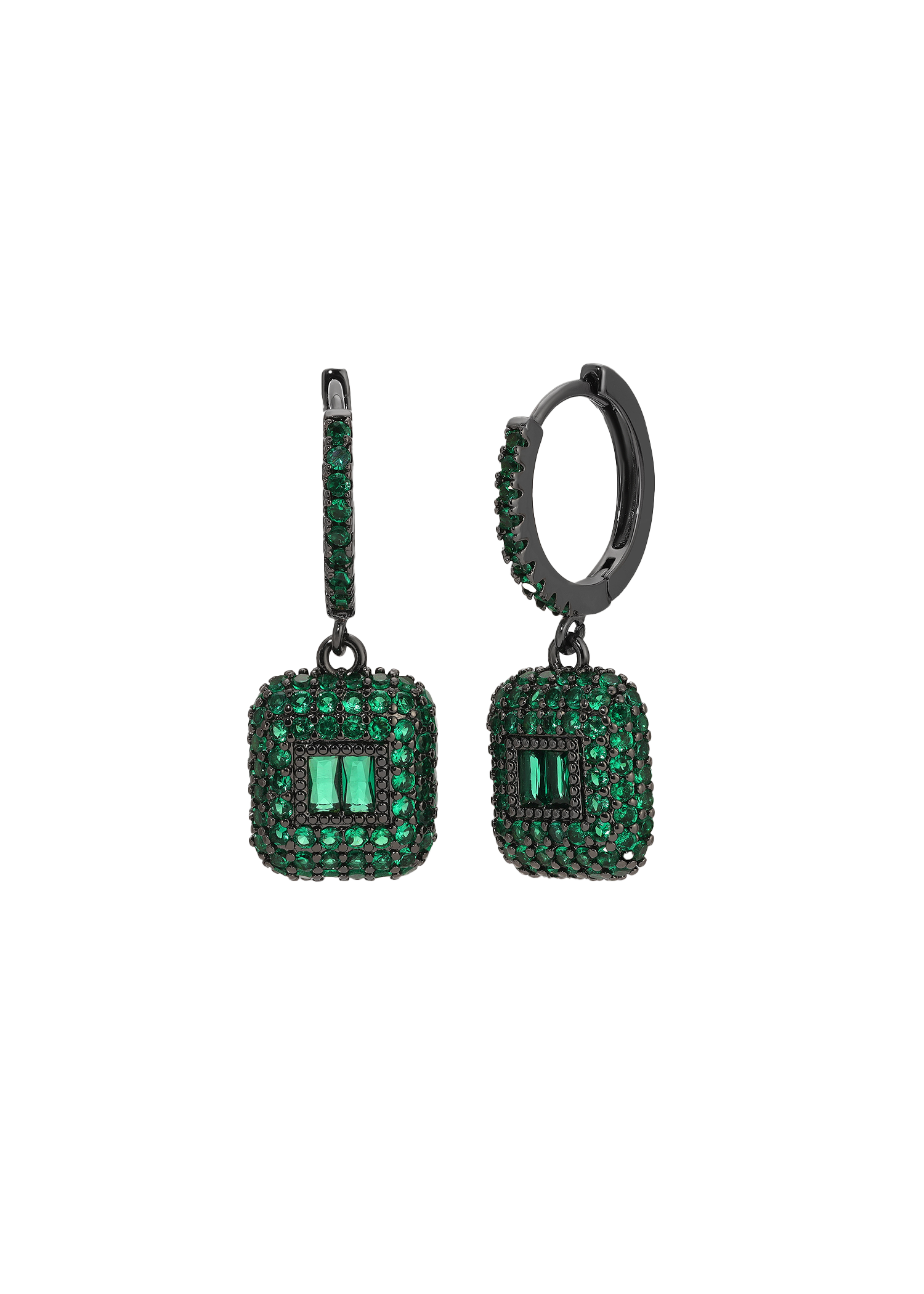 Square Domed Drop Huggies in Green
