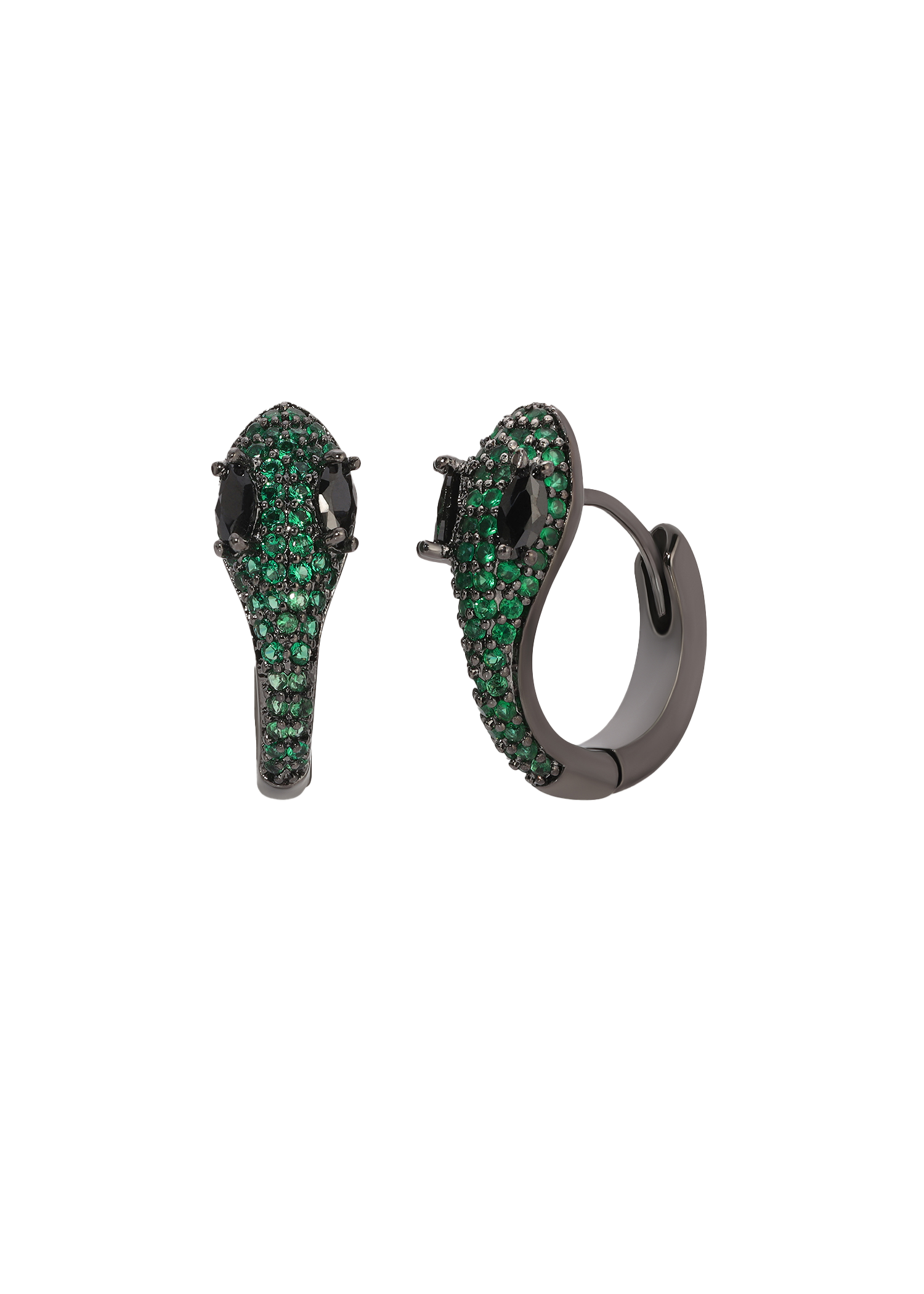 Snake Stud Earrings in Green