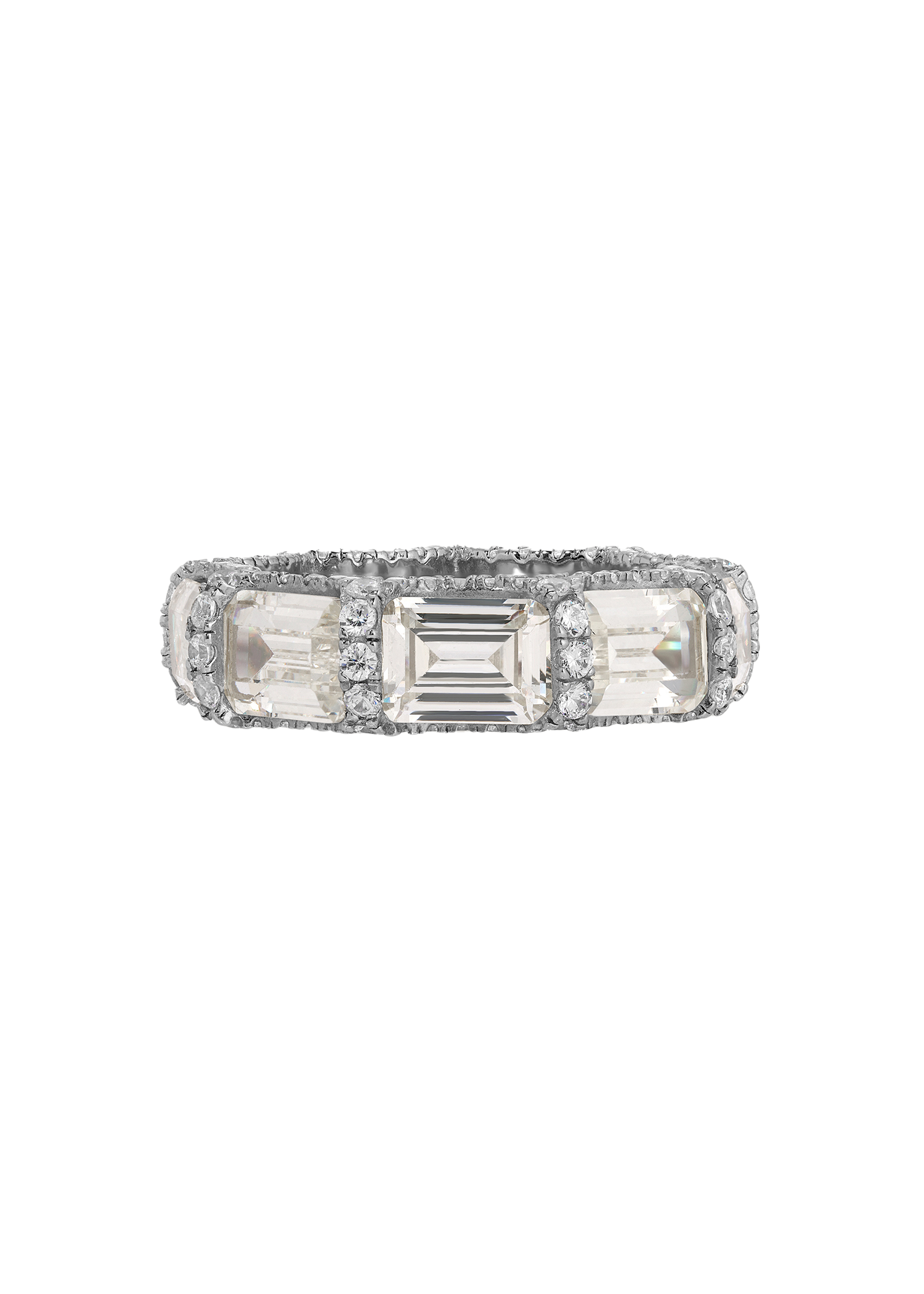 Carbon Diamond Baguette Cut Band Ring