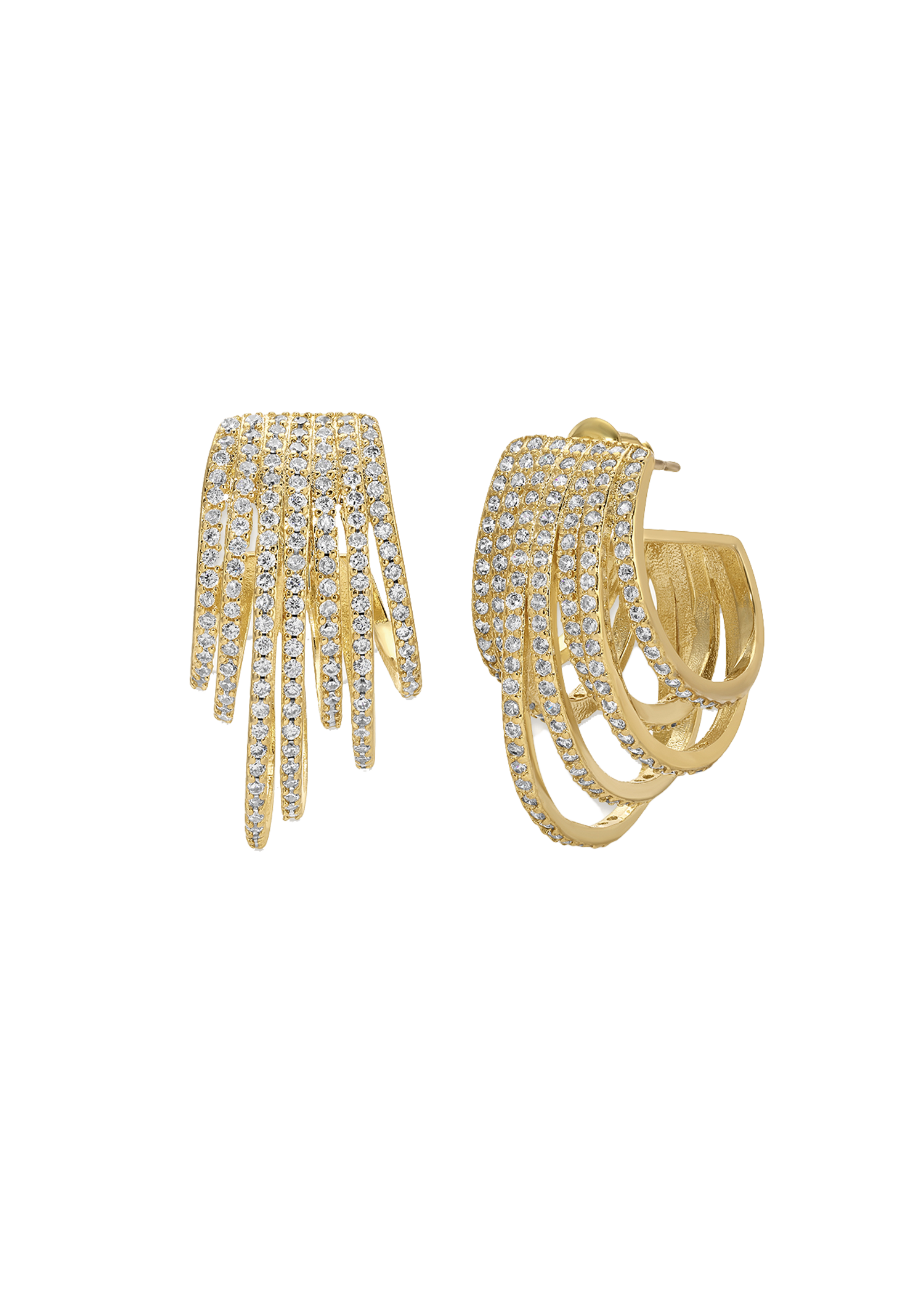 Retro All Pave Earrings in Gold