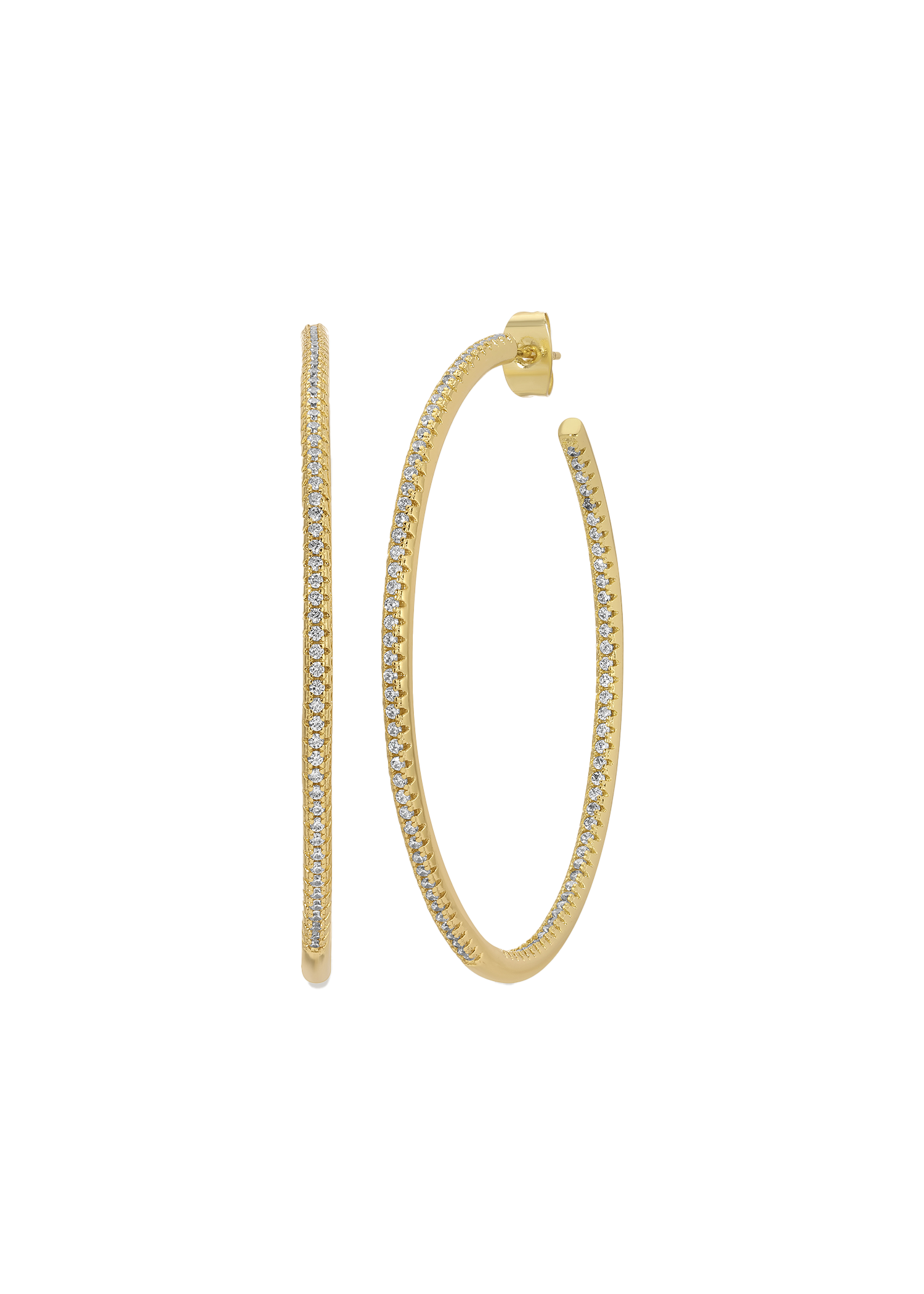 One-Row Hoop Earrings in Yellow Gold