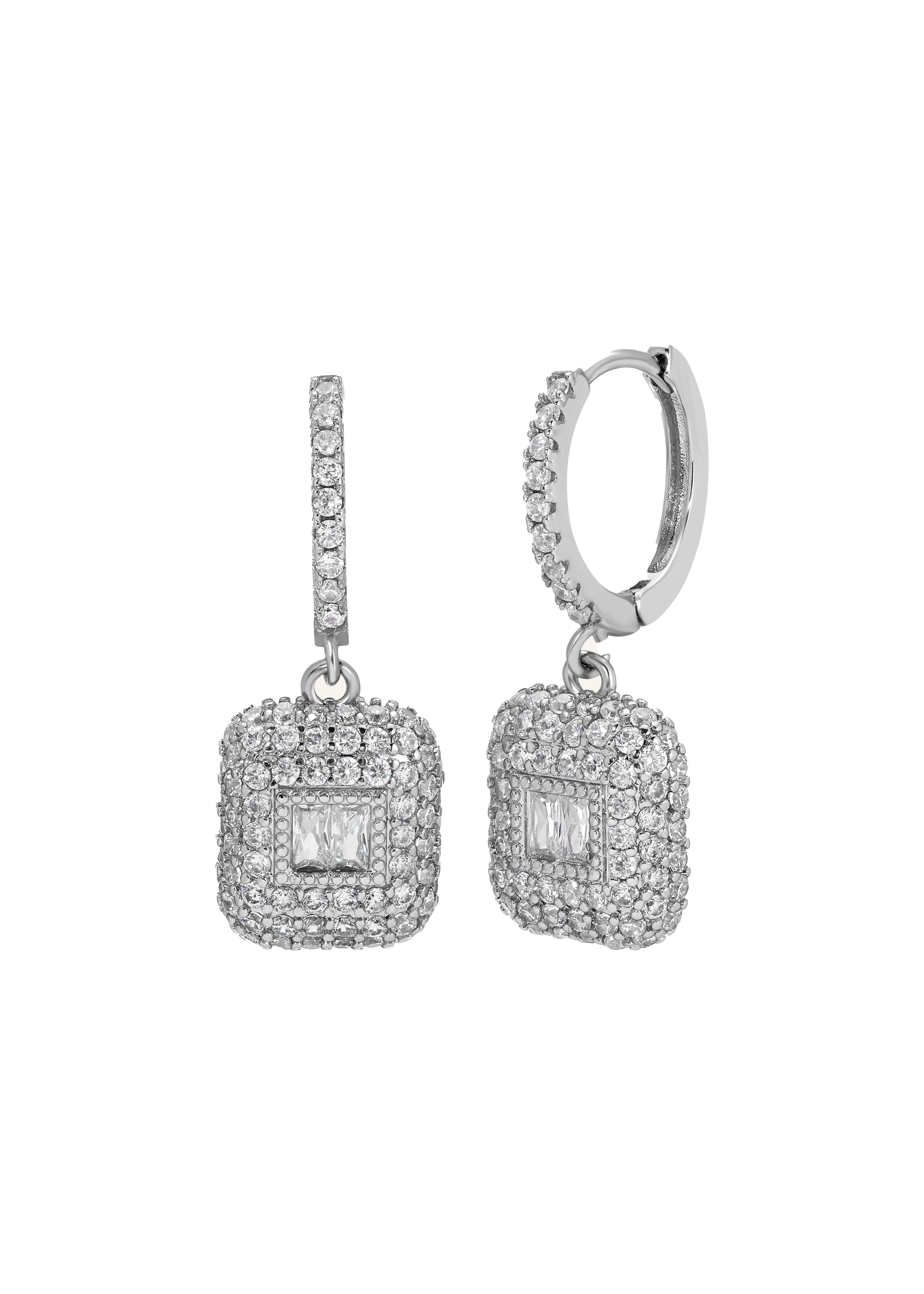 Square Domed Drop Huggies in White