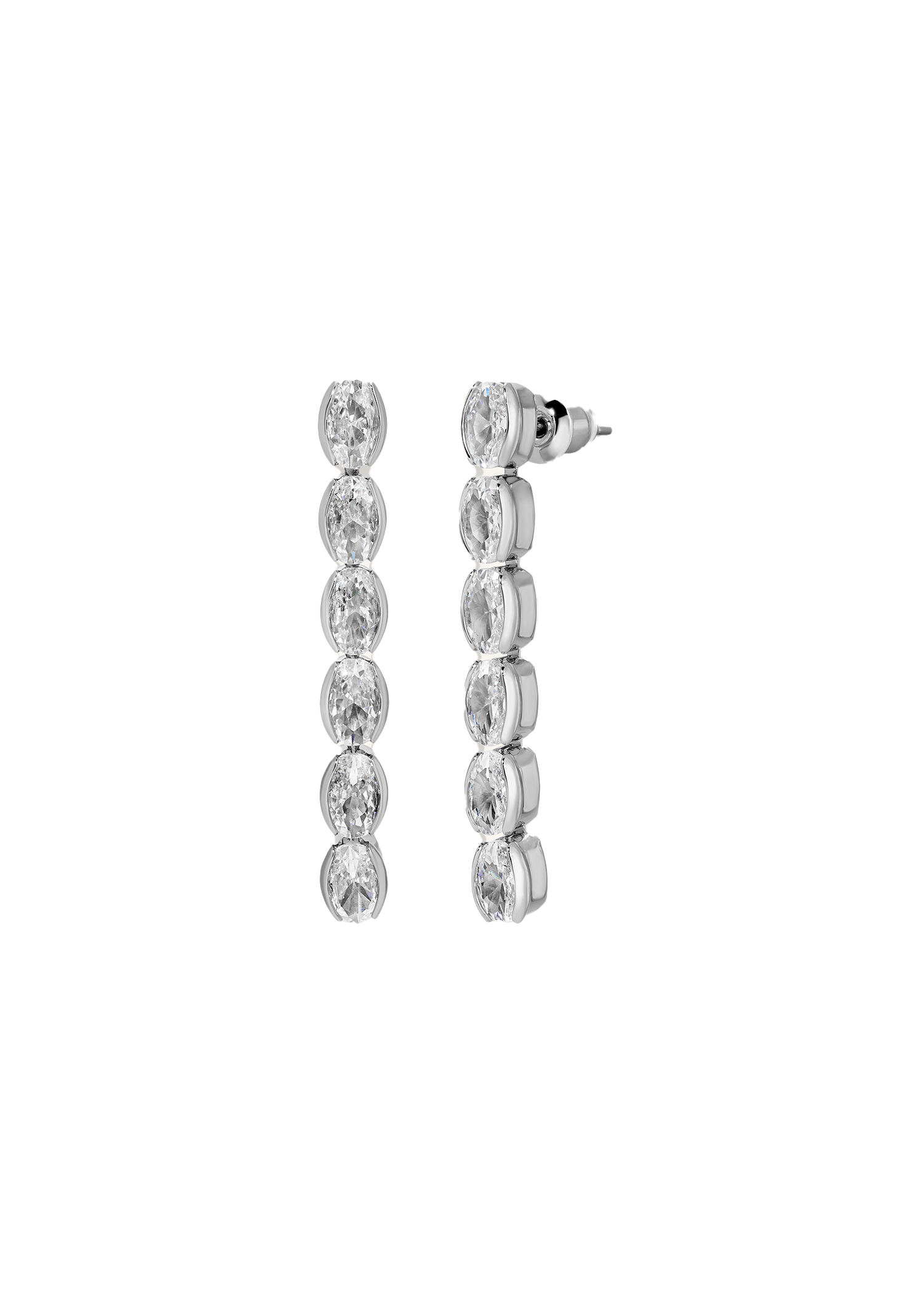 Marquise Shape Drop Earrings in White