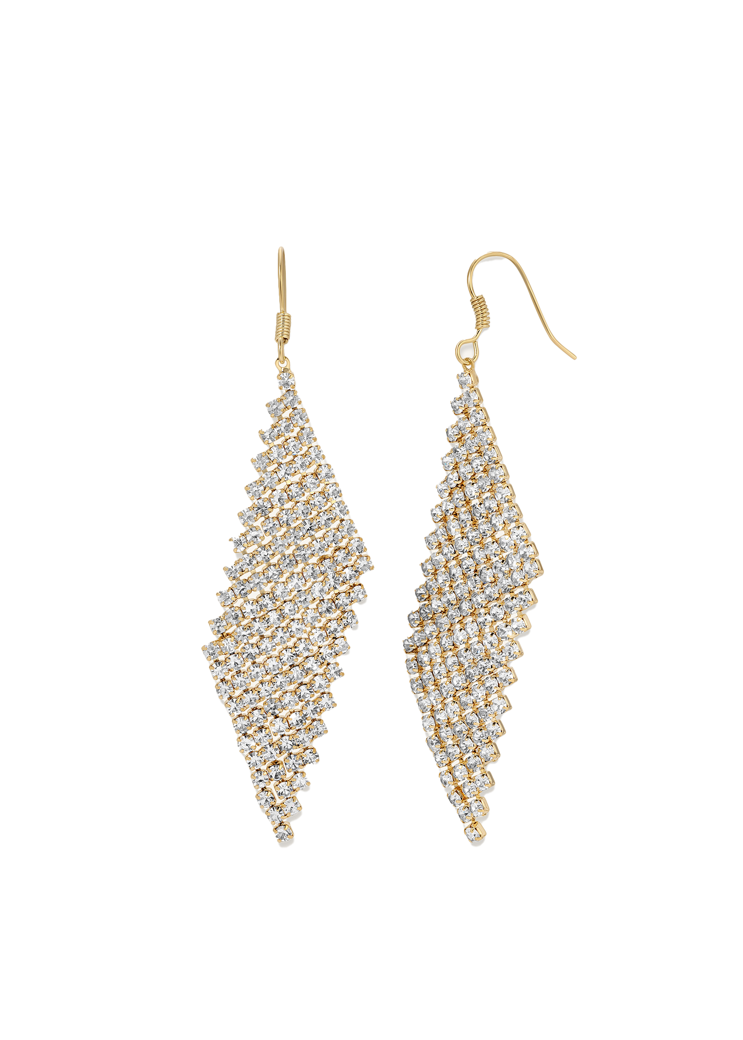 Assymetrical Rhinestone Mesh Earrings