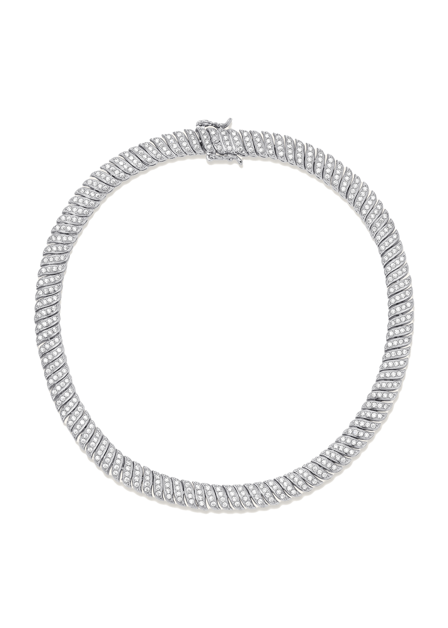 Herringbone Snake Choker Necklace in White