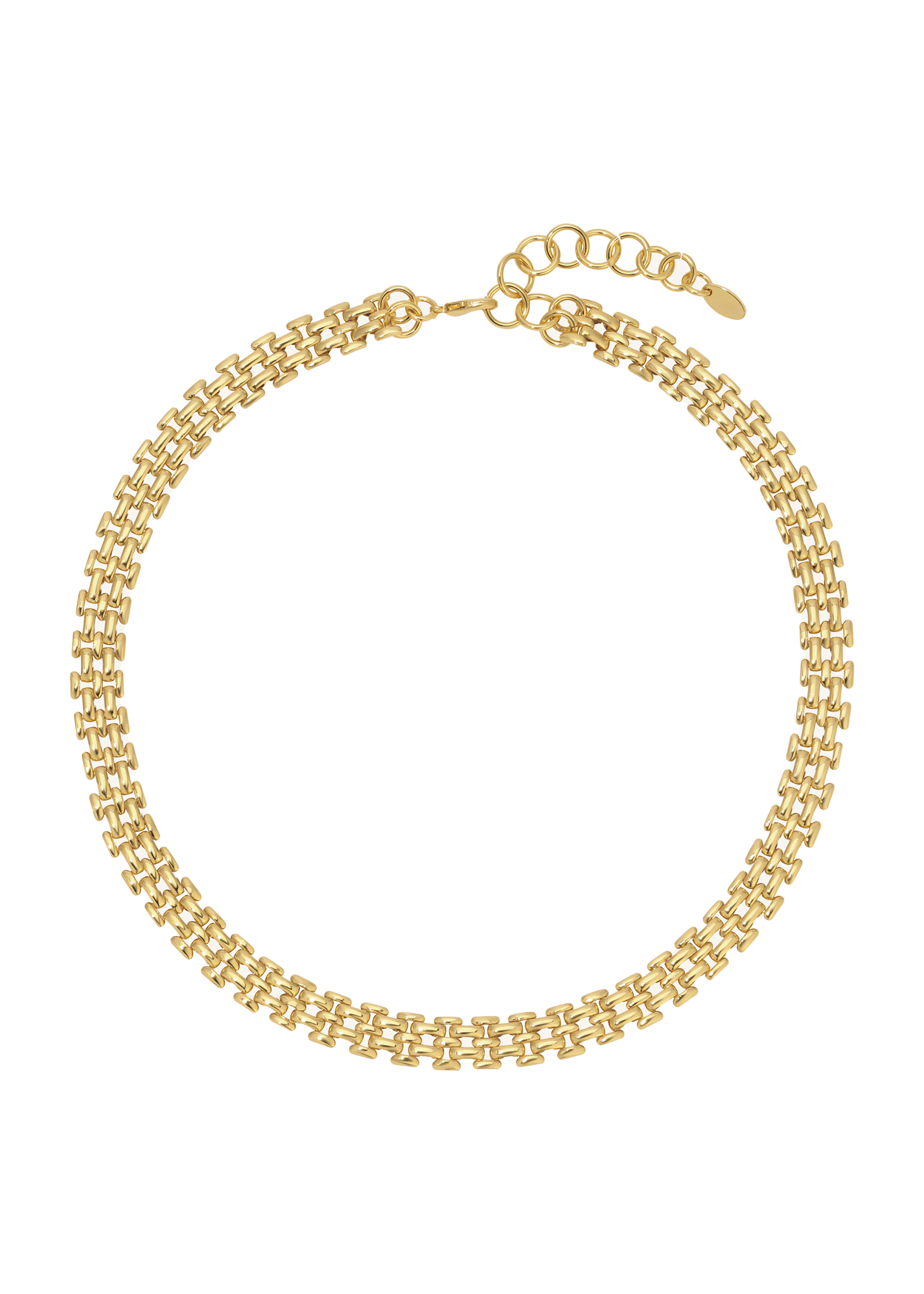 Wide Watchband Chain Choker Necklace