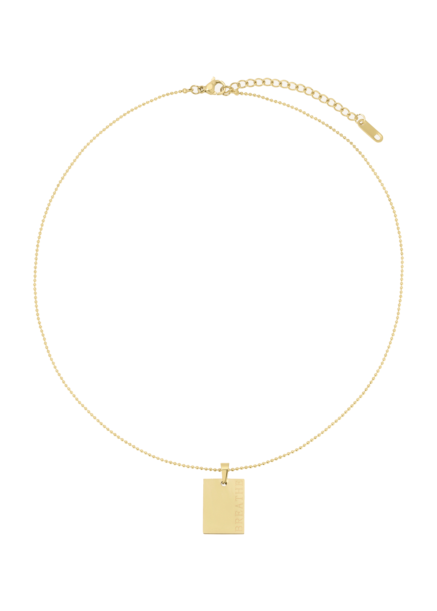 Square Tag Necklace "Breathe"