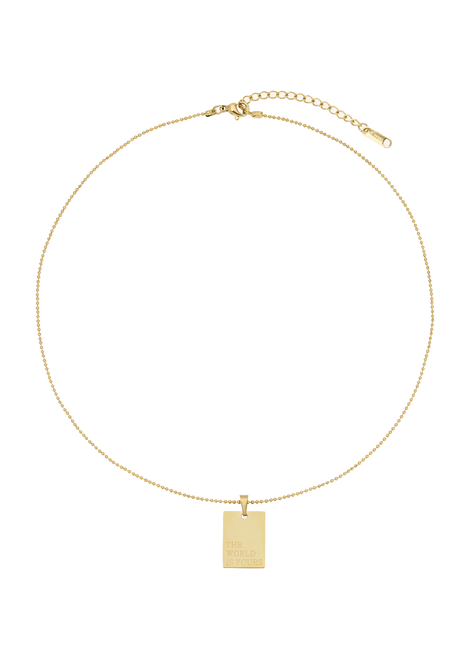 Square Tag Necklace "The World is Yours"