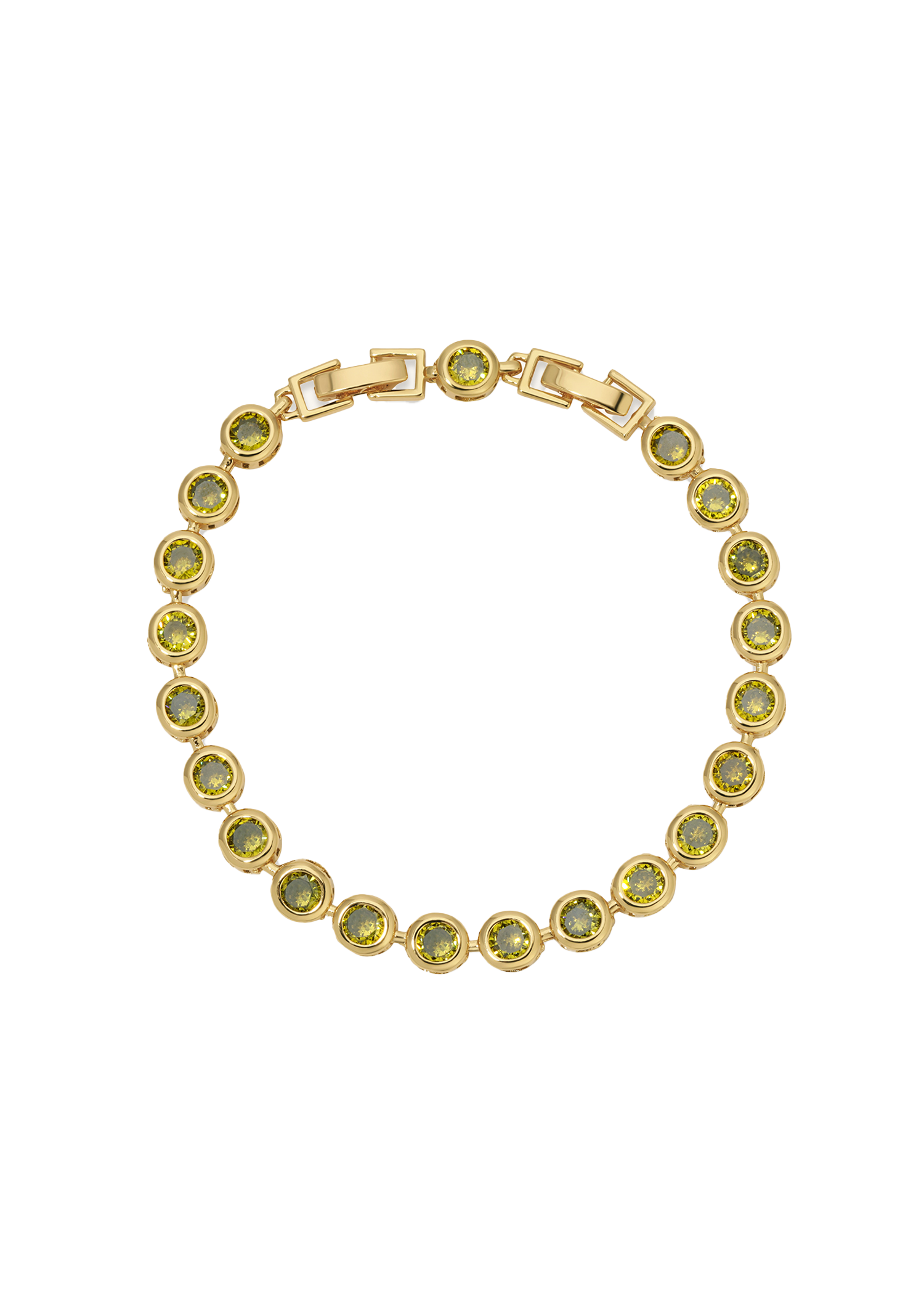 Round Bezel Set eternity bracelet in Green