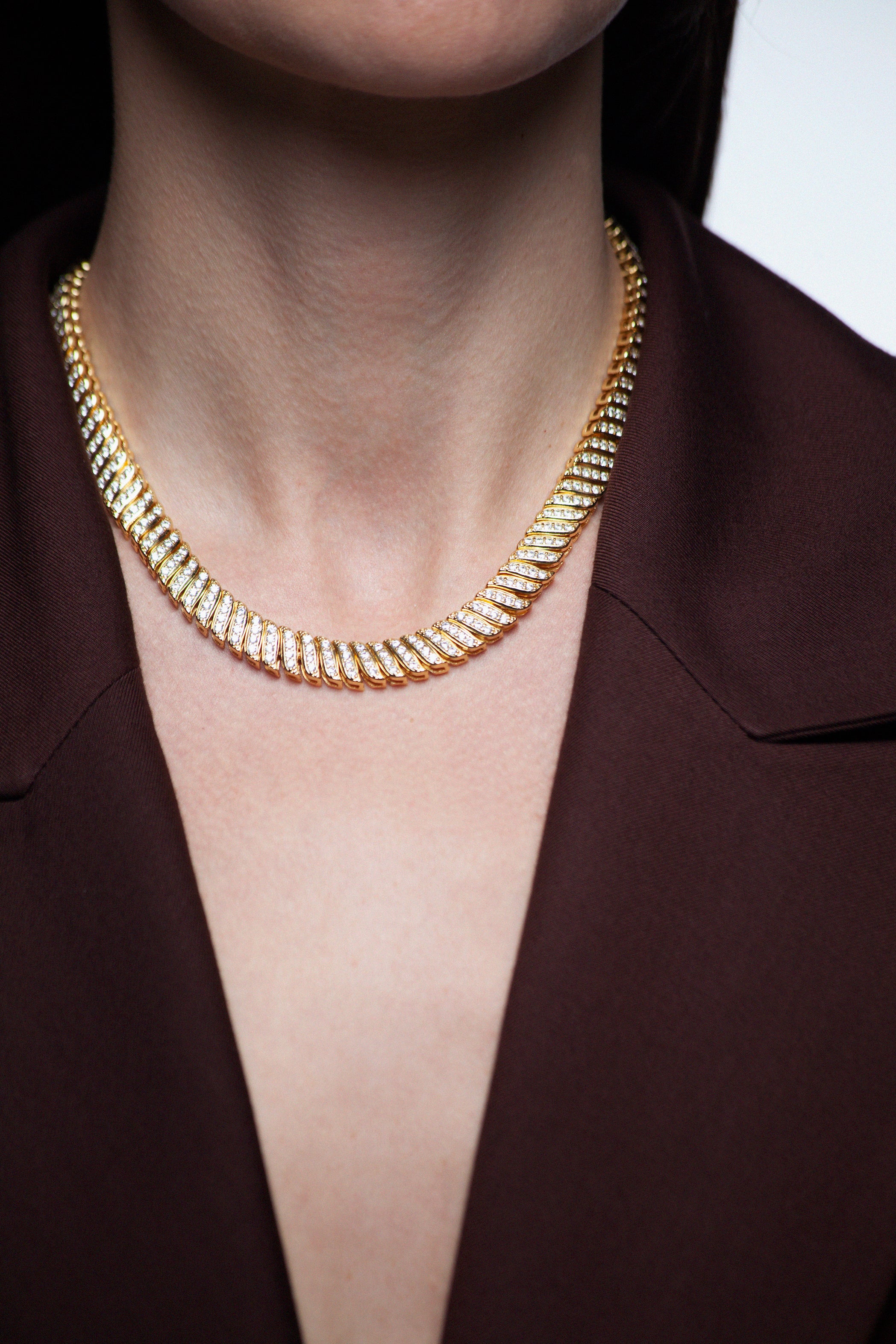 Herringbone Snake Choker Necklace in Yellow