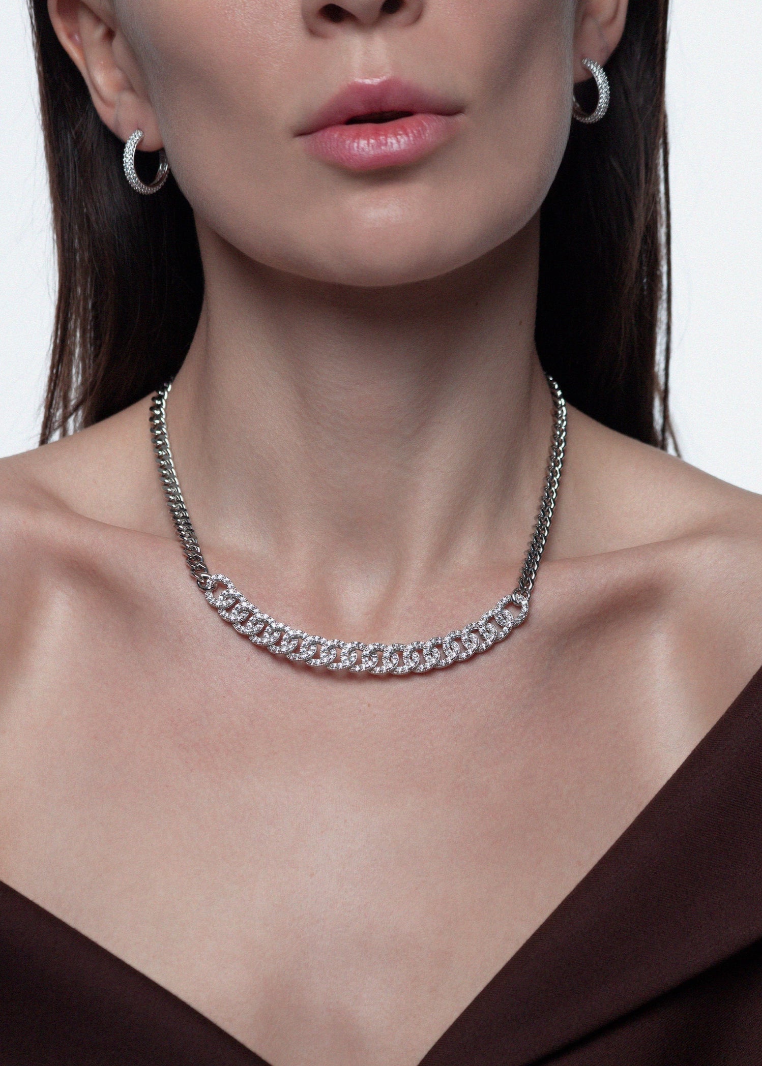 Platinum Plated Cuban Style Link Chain Necklace
