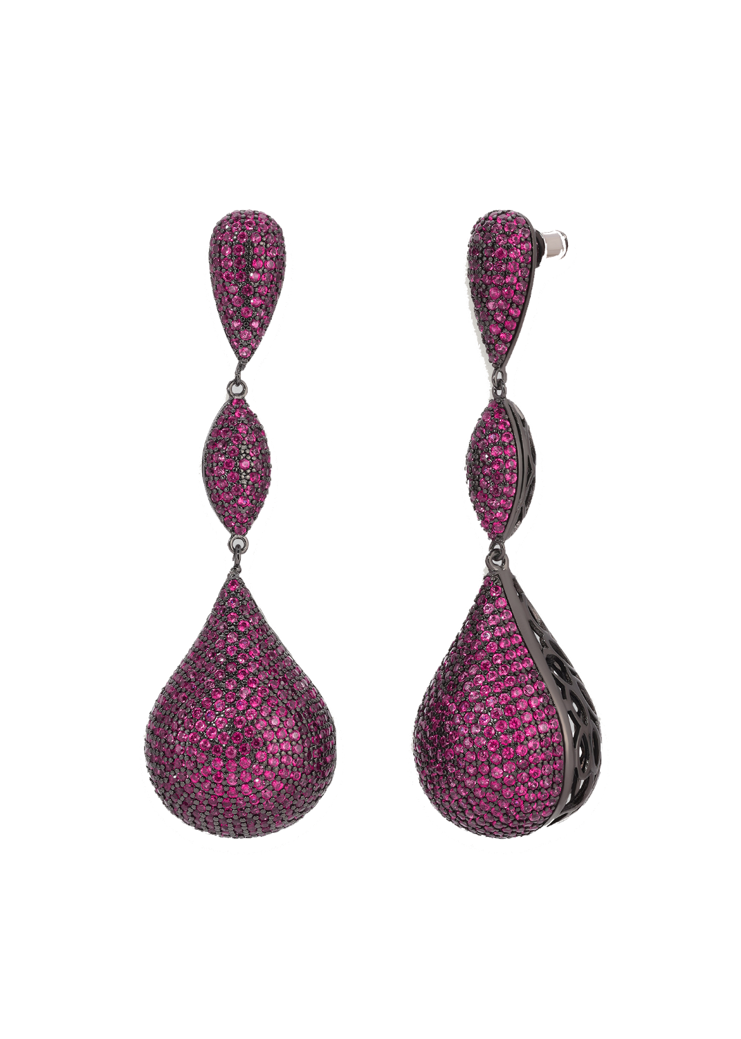 Vintage Cluster Water Drop Earrings in Pink