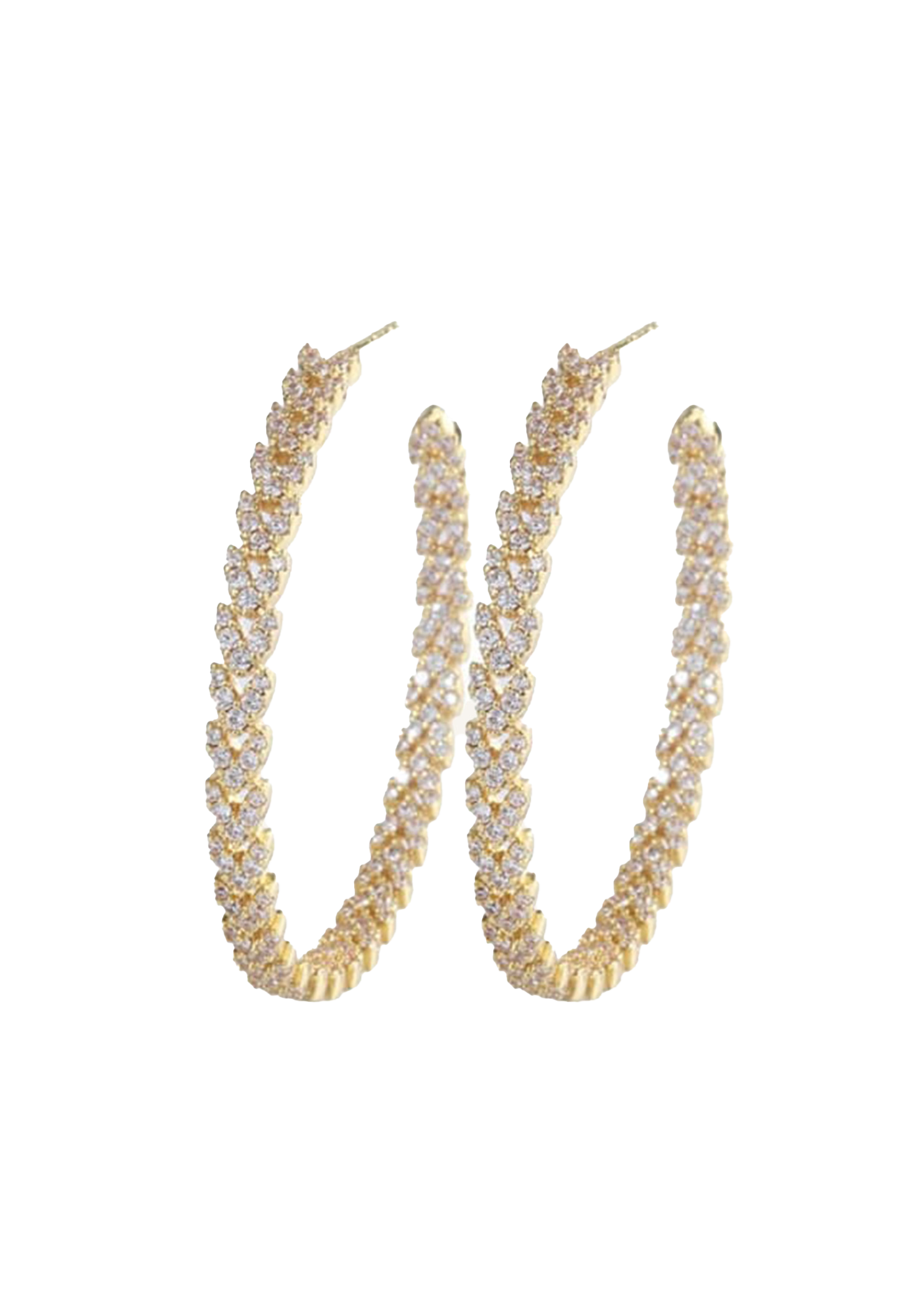 Wheat Shape Eternity Hoop Earrings in Yellow Gold